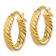 14k Yellow Gold Patterned 11/16" Oval Hoop Earrings