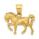 14K Yellow Gold Satin Diamond-cut Horse Pendant