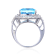 Blue and White Topaz Sterling Silver Halo Ring, 11.58ctw