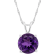 8mm Round Amethyst Rhodium Over Sterling Silver Pendant With Chain