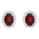 7x5mm Oval Garnet 1/5 ctw Diamond Rhodium Over Sterling Silver Halo Stud Earrings