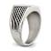 Stainless Steel Polished with Black Enamel Signet Ring