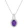 8x6mm Oval Amethyst 1/7 ctw Diamond Rhodium Over Sterling Silver Halo
Pendant with Chain