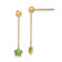 14k Yellow Gold Children's Green Enameled Star Chain Dangle Earrings