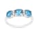 Blue Topaz Rhodium Over Sterling Silver Round Moissanite 3-Stone Ring