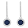 5mm Round Sapphire 1/4 ctw Diamond Rhodium Over Sterling Silver Halo
Dangle Earrings