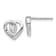 Rhodium Over 14k White Gold 9mm Diamond Heart Stud Earrings