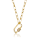 Pave CZ Paperclip Link Charm Necklace In 14K Gold Over Brass 16 Inch