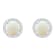 6mm Round Opal 1/5 ctw Diamond Rhodium Over Sterling Silver Halo Stud Earrings