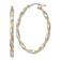 14k Two-tone 1 9/16" Twisted Diamond-Cut Oval Hoop Earrings