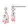 Sterling Silver Pink Enamel Horse Children's Post Dangle Earrings