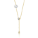 Pear Shape CZ And Mother Of Pearl Y-Necklace In 14K Gold Over Brass