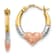 14K Yellow Gold with Rose and White Rhodium Heart Hoop Earrings