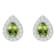 8x5mm Pear Shape Peridot And White Topaz Accent Rhodium Over Sterling
Silver Halo Stud Earrings