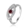 Garnet with Moissanite Accents Rhodium Over Sterling Silver Evil Eye
Halo Ring