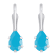 6x4mm Pear Shape Turquoise Rhodium Over 10k White Gold Drop Earrings
