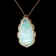 Ethiopian Opal Pear Shape Cabochon and Round Diamond 14K Yellow Gold
Pendant with Chain, 18.79ctw