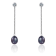 7.5-8mm Black Cultured Freshwater Pearl Rhodium Over Sterling Silver Earrings