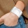 Rhodium over 14k White Gold 37mm Hammered Polished Cuff Bangle