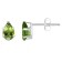 6x4mm Pear Shape Peridot Rhodium Over 10k White Gold Stud Earrings