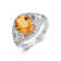 Oval Citrine with White Topaz Accents Sterling Silver Ring, 3.68ctw