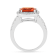 Peach Orange Lab Created Padparadscha Sapphire Rhodium Over Sterling
Silver Cushion Cut Halo Ring