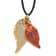 24k Yellow Gold and Iridescent Copper Dipped Double Evergreen Leaf Necklace