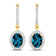 2.20ctw 14K Yellow Gold London Blue Topaz  and White Diamond Halo Earrings