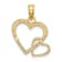 10K Yellow Gold Flat Two Intertwined Heart Charm