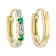 Lab-Created Emerald And Lab Sapphire Huggie In Solid 10K Yellow Gold 0.07ctw