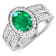 1.97ctw Green Emerald and Diamond 14K White Gold Halo Ring