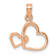 14K Rose Gold Polished Intertwined Double Heart Pendant