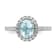 Rhodium Over 14K White Gold Aquamarine Diamond Halo Engagement Ring