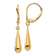 14K Yellow Gold Teardrop Dangle Leverback Earrings