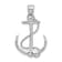 Rhodium Over 14K White Gold Polished and Textured 3D Anchor with Rope Charm
