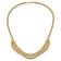 14K Yellow Gold Diamond-cut Braided Rope Chain Fancy Front Drape Necklace