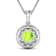 1.85ctw 14K White Gold Round Peridot and White Diamond Pendant with 18
inch Cable Chain