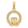14k Yellow Gold Satin, Textured and Diamond-Cut Claddagh Pendant