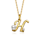 Initial H Pear Shape CZ And Pearl Pendant Necklace In 14K Gold Over Brass