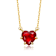 Ruby Color CZ Heart Solitaire Necklace In 14K Gold Over Brass