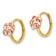 14k Two-tone Gold Children's Cubic Zirconia 1/2" Flower Hinged Hoop Earrings