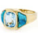 Turquoise And Sky Blue Topaz Ring In 18K Gold Over Sterling Silver 3.00ct