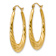 14k Yellow Gold Polished and Textured 1 1/4" Twisted Oval Hoop Earrings