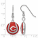 Rhodium Over Sterling Silver MLB LogoArt Cincinnati Reds Enamel Earrings
