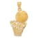14k Yellow Gold Satin, Textured and Diamond-Cut Basketball and Net Pendant