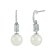8-8.5mm Round White Freshwater Pearl, Aquamarine and Diamond Accents 14K
White Gold Drop Earrings