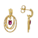 Rhodolite And White Zircon Earrings In 18K Gold Over Sterling Silver 3.50ctw
