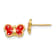 14k Yellow Gold Red Enameled Butterfly Stud Earrings