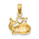 14k Yellow Gold 2D Polished and Textured I LOVE (HEART) Whale Charm