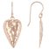 Heart Drop Earrings In 14K Rose Gold Over Sterling Silver